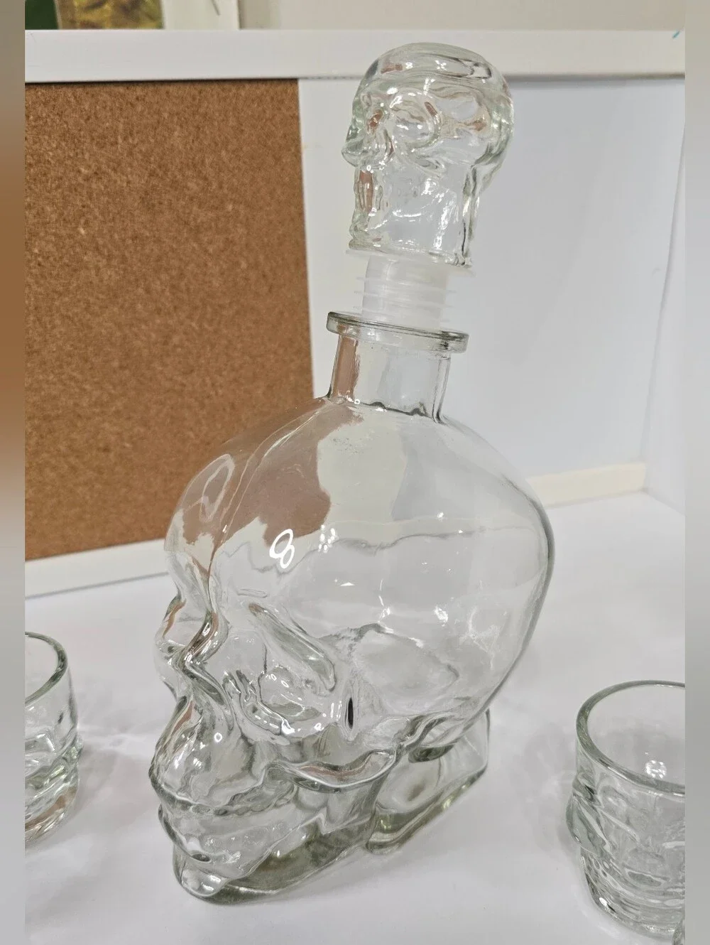 Clear Skull Decanter Set with Six Skull Shot Glasses - Clear Glass